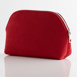 Red Faux Suede Cosmetic Bag